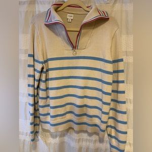 J. Crew Cream and Blue Striped Sweater